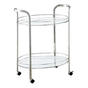Furniture of America Manille Contemporary Serving Cart, Chrome : Amazon ...