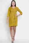 Buy Yellow Silk V Neck Bandhani Dress For Women by Twenty Nine Online ...