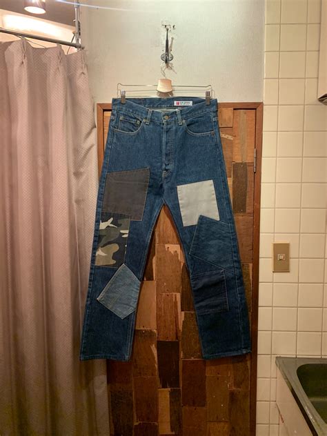 “BLUE SCUBA” indigo cotton patch work design denim pants made in USA ...