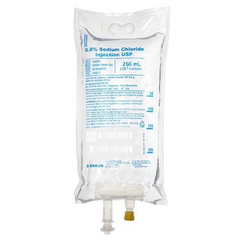 IV Injection Solution Sodium Chloride 0.9% 250mL Plastic Injection Container - Medex Supply