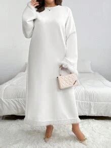 SHEIN Privé Plus Size Elegant Party White Round Neck Flare Sleeve ...