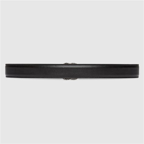 GG Marmont thin belt with crystals in black leather | GUCCI® US