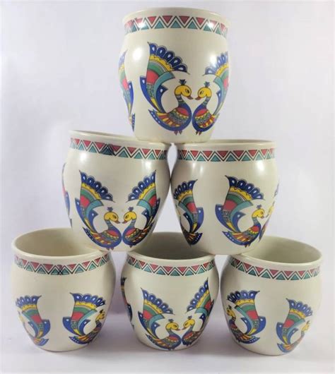 Ceramio Pack of 6 Ceramic Re-Useable Ceramic Peacock Handcrafted Kullad ...