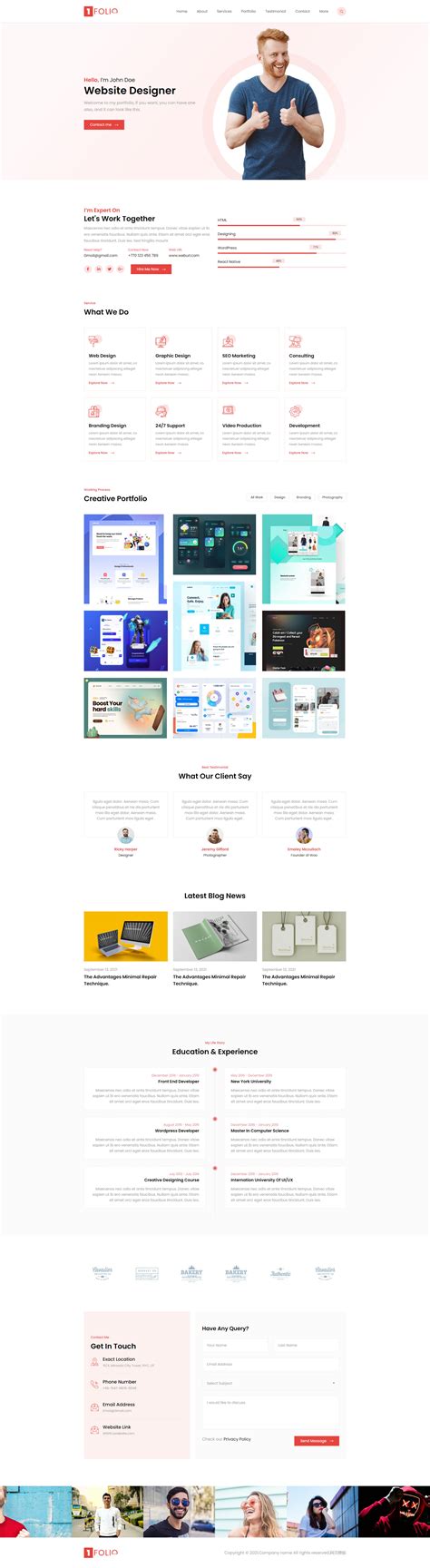 php中文网-web设计师博客个人网站模板-Folio-预览