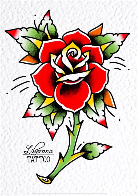 American Traditional Rose Tattoo