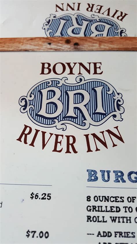 Menu at Boyne River Inn pub & bar, Boyne City