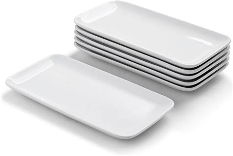 Amazon.com | Bruntmor White Rectangular Platter Plates Set of 8 ...