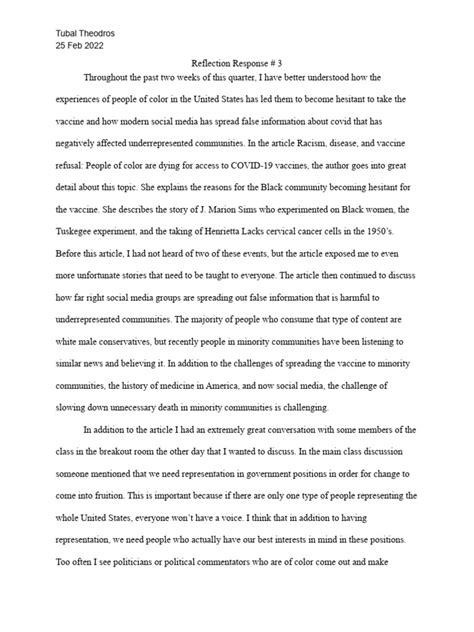 Image result for Reflection Response Example