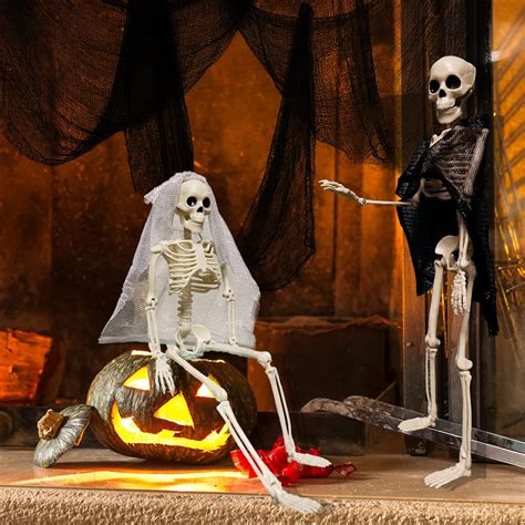 Buy Forzater 2 Pcs 16'' Halloween Skeleton Full Body Movable Joint ...
