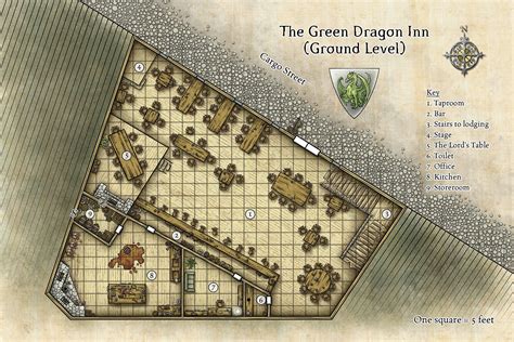 Map of The Green Dragon Inn Ground Level