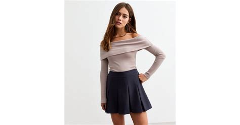 Petite Navy Box Pleat Micro Mini Skirt | New Look