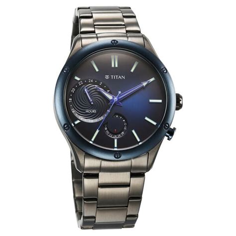 Titan Stellar Multifunction Blue Dial Grey Stainless Steel Strap Watch