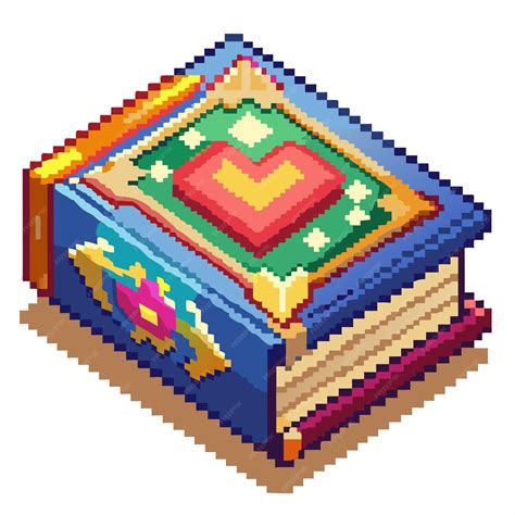 Pixel Art Book Colorful Isometric Old Magic Tome with Ornate Design | Premium AI-generated vector
