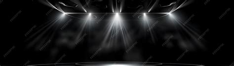 Dramatic stage beam lighting and theatrical spotlights in a black ...