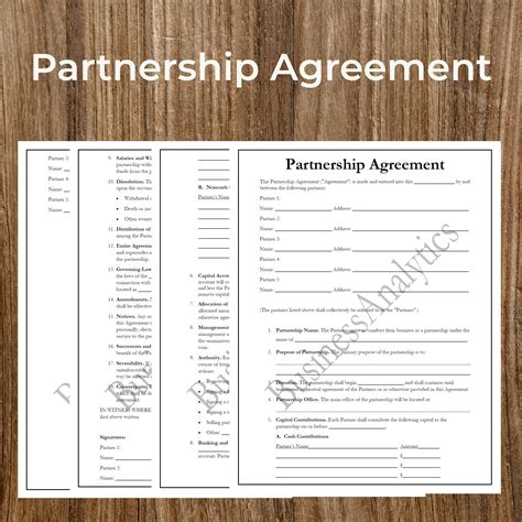 Partnership Agreement Form Sample 的图像结果