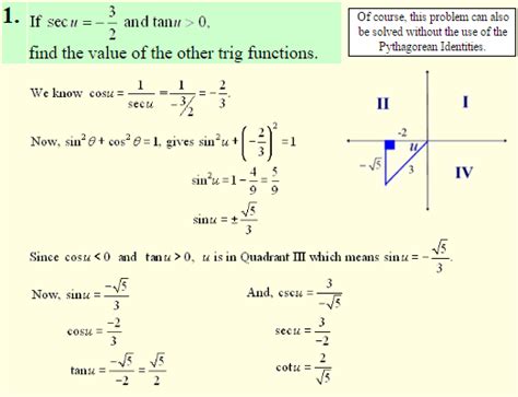 Image result for Using Pythagorean Identities