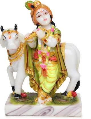 SPLICE Lord Krishna with Cow Figurine | Lord Krishna Playing Flute ...