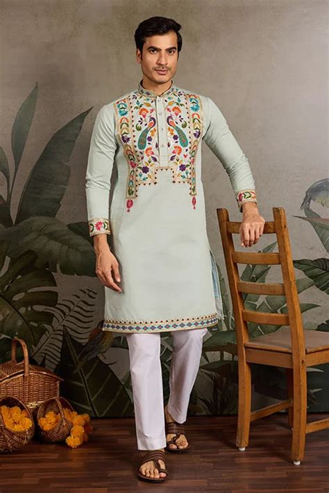 Pista Color Wedding Special Kurta Design for Mens Wear – Mahi fab