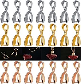 DIY Crafts (100 Pcs, Dull Gold) Metal Pinch Clip Bail Clasp Dangle Bead ...