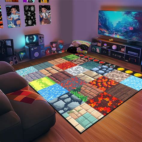Amazon.com: Game Room Rug - Video Game Block Theme Carpet Boys Room ...