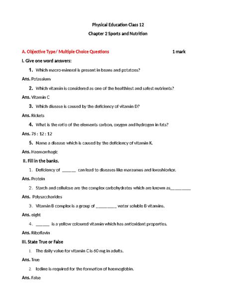 Class 12 THB Physical Education CH-1 Comprehensive Notes - Studocu