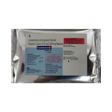 Combimist Ld 0.63mg/500mcg 2.5ml Packet Of 5 Respules: Uses, Side ...