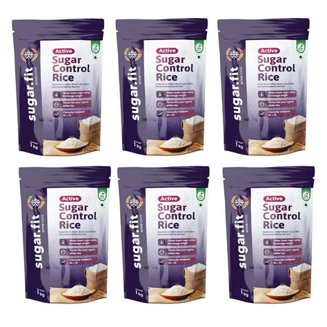 sugar.fit Active Sugar Control Rice 1Kg - Pack Of 6, Sona Masoori Rice ...