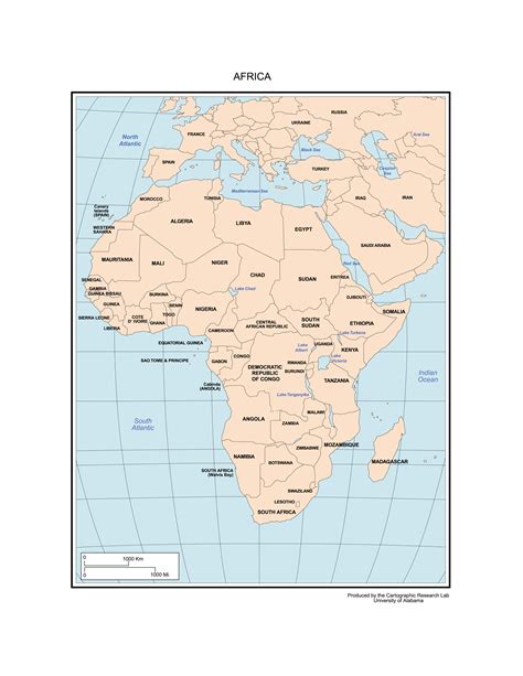 Map of african countries with capitals
