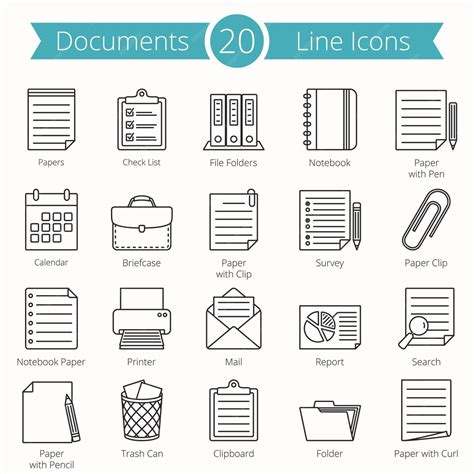 Documents line icons | Premium Vector