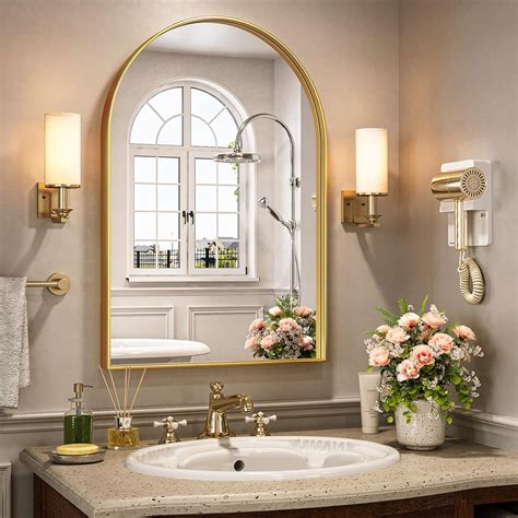Brightify Arched Mirror, Arched Wall Mirror, 20 x 30 Inch Gold Arch ...