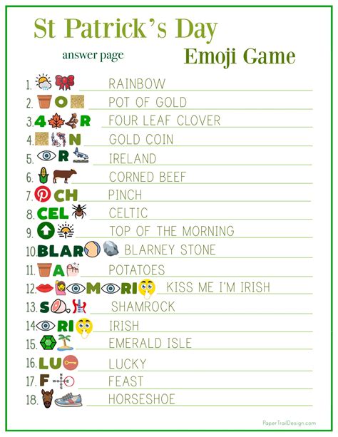 St Patrick's Day Emoji Activity - Paper Trail Design