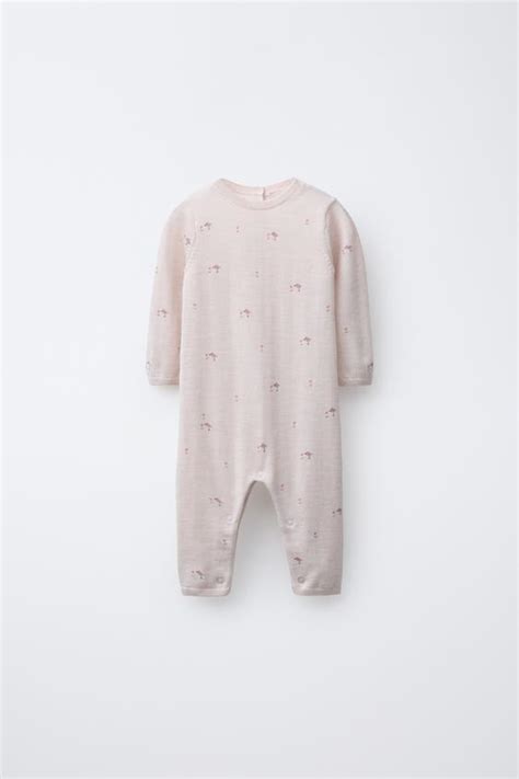LONG MERINO WOOL BIRDS JUMPSUIT - Pale pink | ZARA India