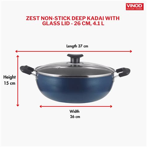 Buy VINOD Zest Aluminium Non-Stick Kadai with Lid - 4.1L from Vinod at ...