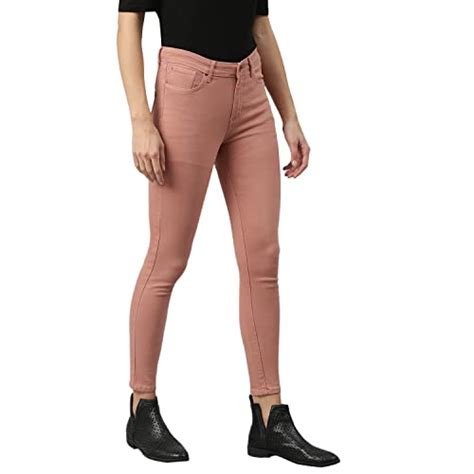 Buy XPOSE Women Peach-Coloured Slim Fit High-Rise Stretchable Jeans-28 ...