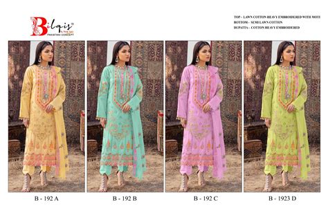 B 192Abcd Bilqis Lawn Cotton Pakistani Salwar Suits Exporter – Kavya ...