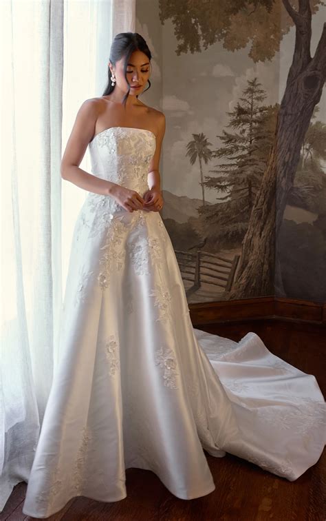 Strapless Mikado Ballgown Wedding Dress with Lace