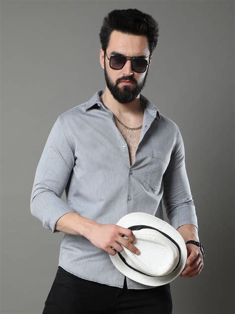 Buy Vintage Grey Mens Solid Shirts Online at Great Price – Bushirt