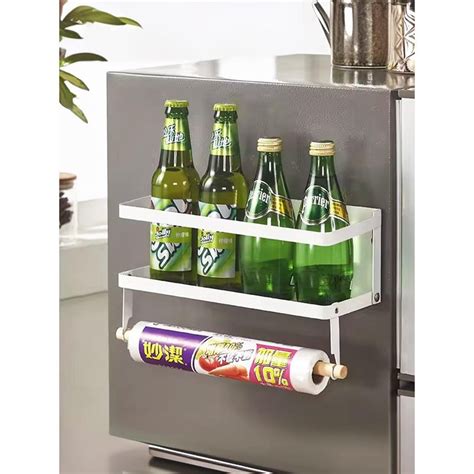 Buy UMAI Magnetic Kitchen Rack Shelf with Black Hooks, White Online