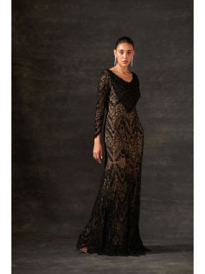 Buy House of Exotique Black Lace Embroidery Gown Online