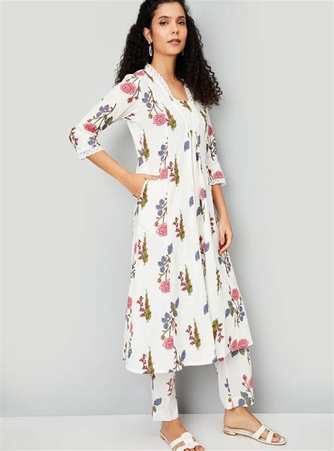 Buy Women Floral Print A-line Kurta Set Online at just Rs. 1299.0 ...