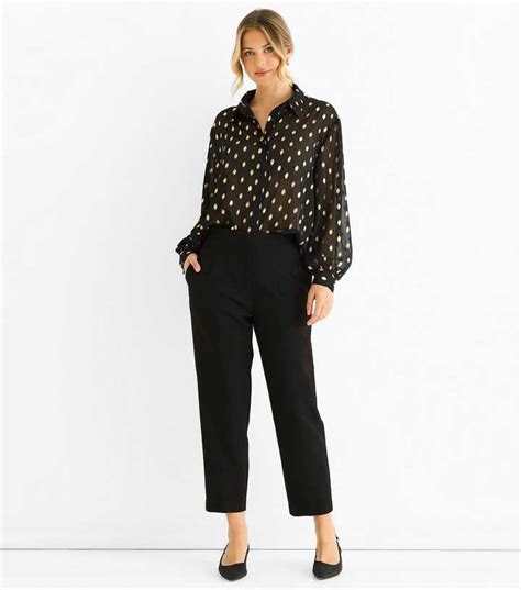Gini London Black Foil Jacquard Sheer Shirt | New Look