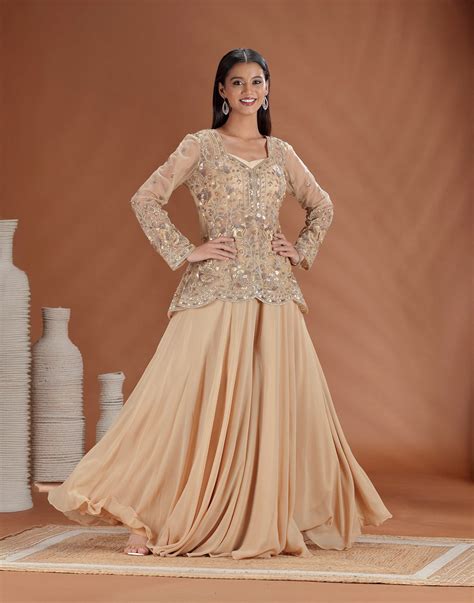 Mocha Dusk Embellished Indo-Western Set – Roopkala