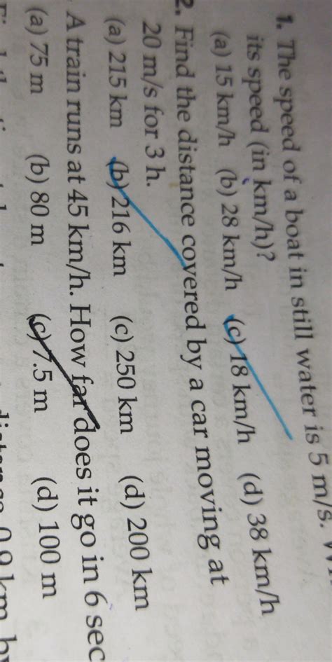 The speed of a boat in still water is 5 mathrm {~m} / mathrm { s }. its..