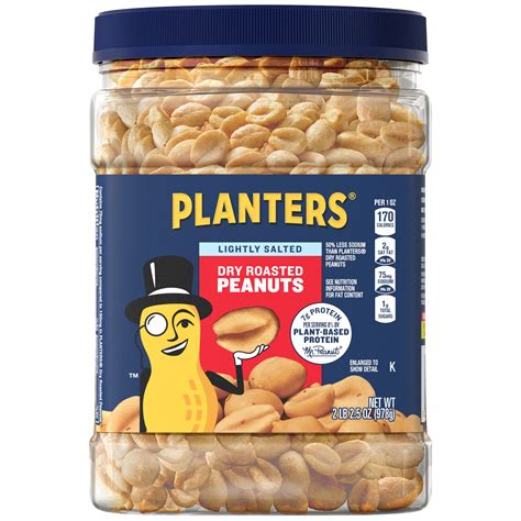 PLANTERS Lightly Salted, Crunchy, Savory Dry Roasted Peanuts, Healthy ...