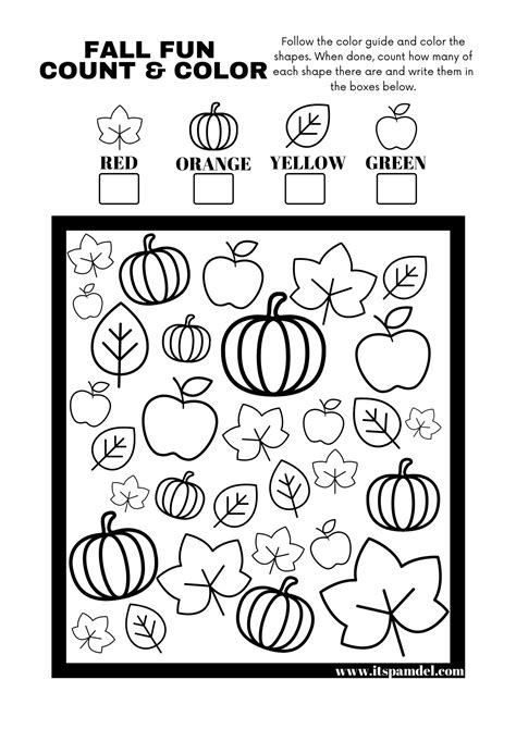 Free Printable: Fall Fun I Spy Count and Color Activity Page for Kids - Worksheets Library