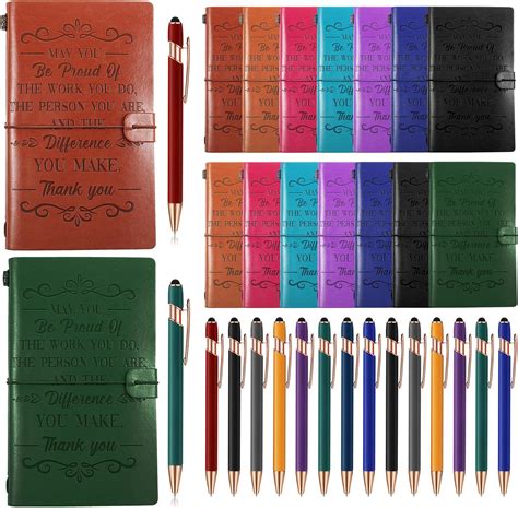 Amazon.com : Ctosree 16 Set Leather Journal Notebooks with Pens Make a ...