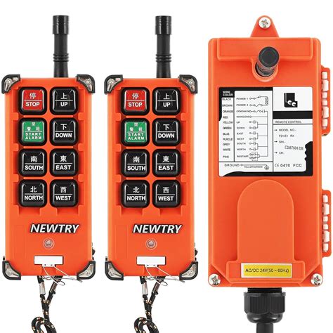 Buy NEWTRY 8 Buttons Wireless Crane Remote Control 24V 2 Transmitters ...