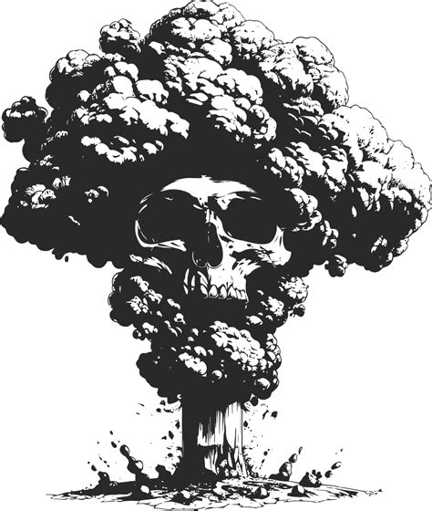 Mushroom Cloud Explosion Skull Skull Head Nuke Explosion 690577 Vector