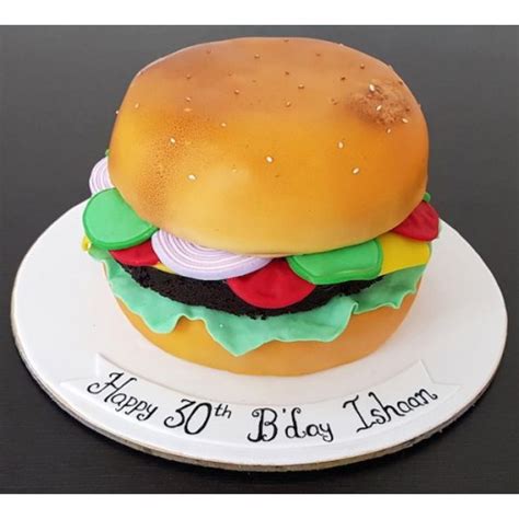 Egg-less Burger Theme Cake Delivery In Delhi NCR