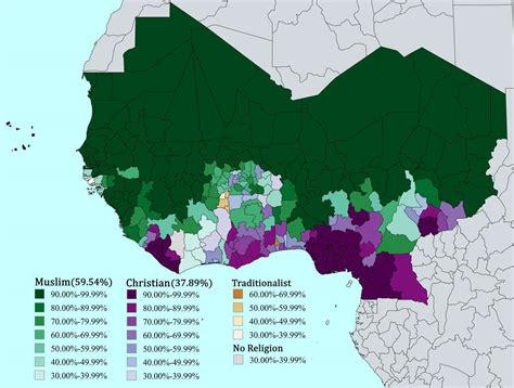 Religion in West Africa by Region, 2020
